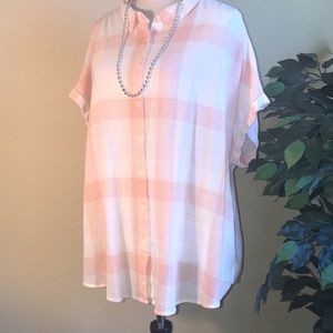 Light Pink and White Cotton Blouse, 3X